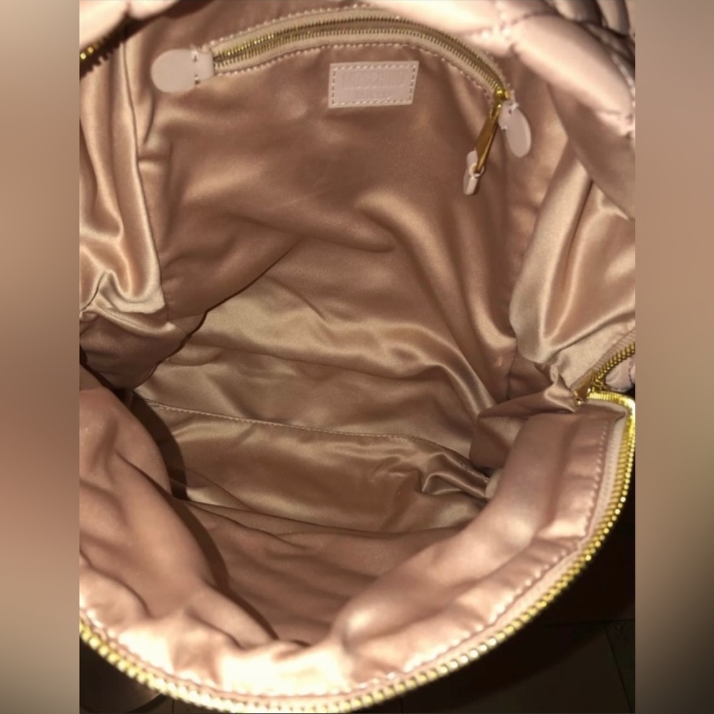 🎉HP🎉New Moschino Large Nylon Quilted Logo Light Blush Pink Backpack✨LimitedEd - Picture 13 of 15